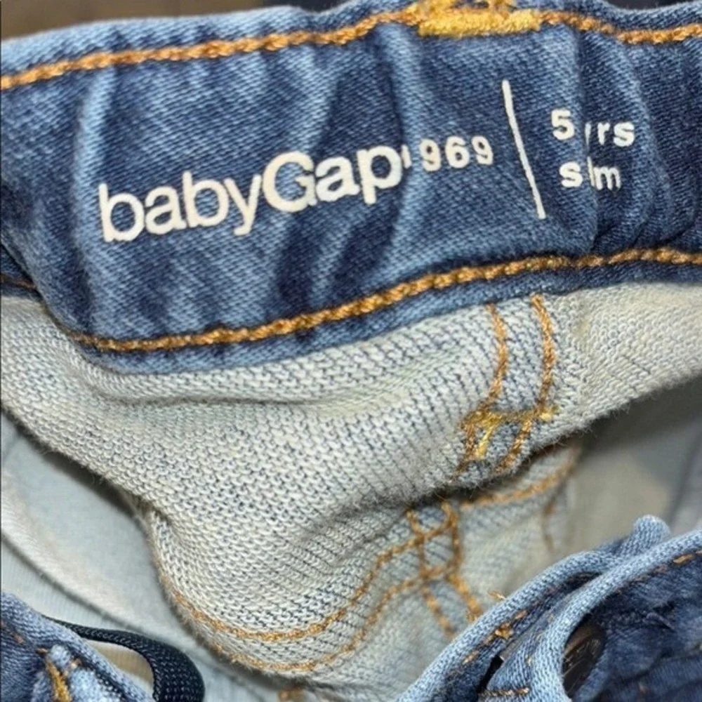 Baby Gap‎ 1969 Boys Slim Fit Dark Wash Denim Jeans Size 5 Years Adjustable Waist